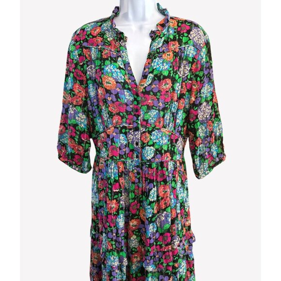 NWOT Ba&sh Paris Floral Boho Maxi Dress Multicolor Tiered Flowy Romantic Chic - Picture 2 of 8